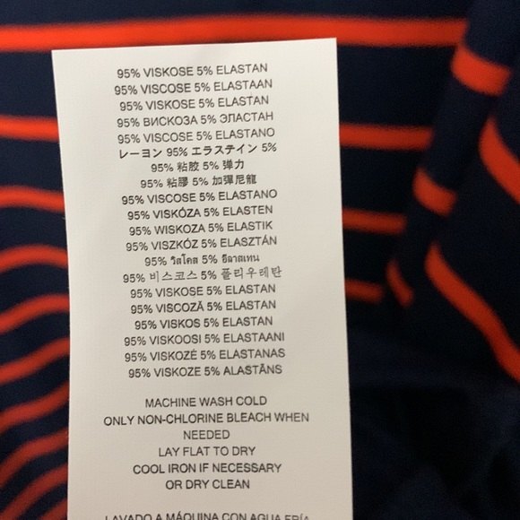 MICHAEL Michael Kors Womans Shark Bite Hem Dress. Blue with Orange/red stripes L - Picture 7 of 10